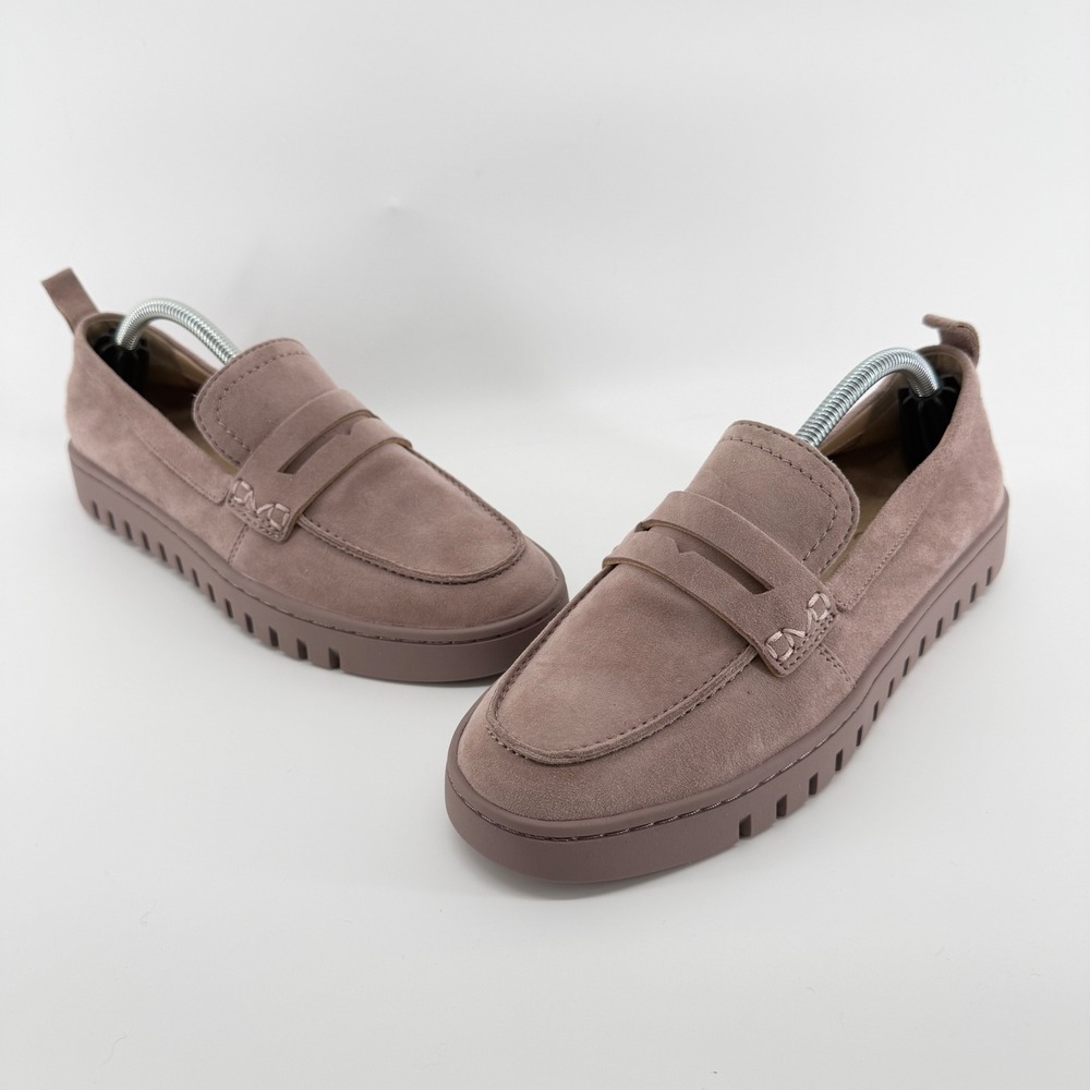 Vionic Uptown Loafers Mauve Pink Suede Penny Slip On Shoes Womens 7.5
